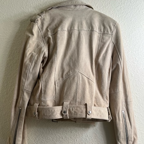 Blanknyc Suede Moto Jacket Medium Leather Sand Tan Biker Cropped whimsygoth Rock - Picture 6 of 16